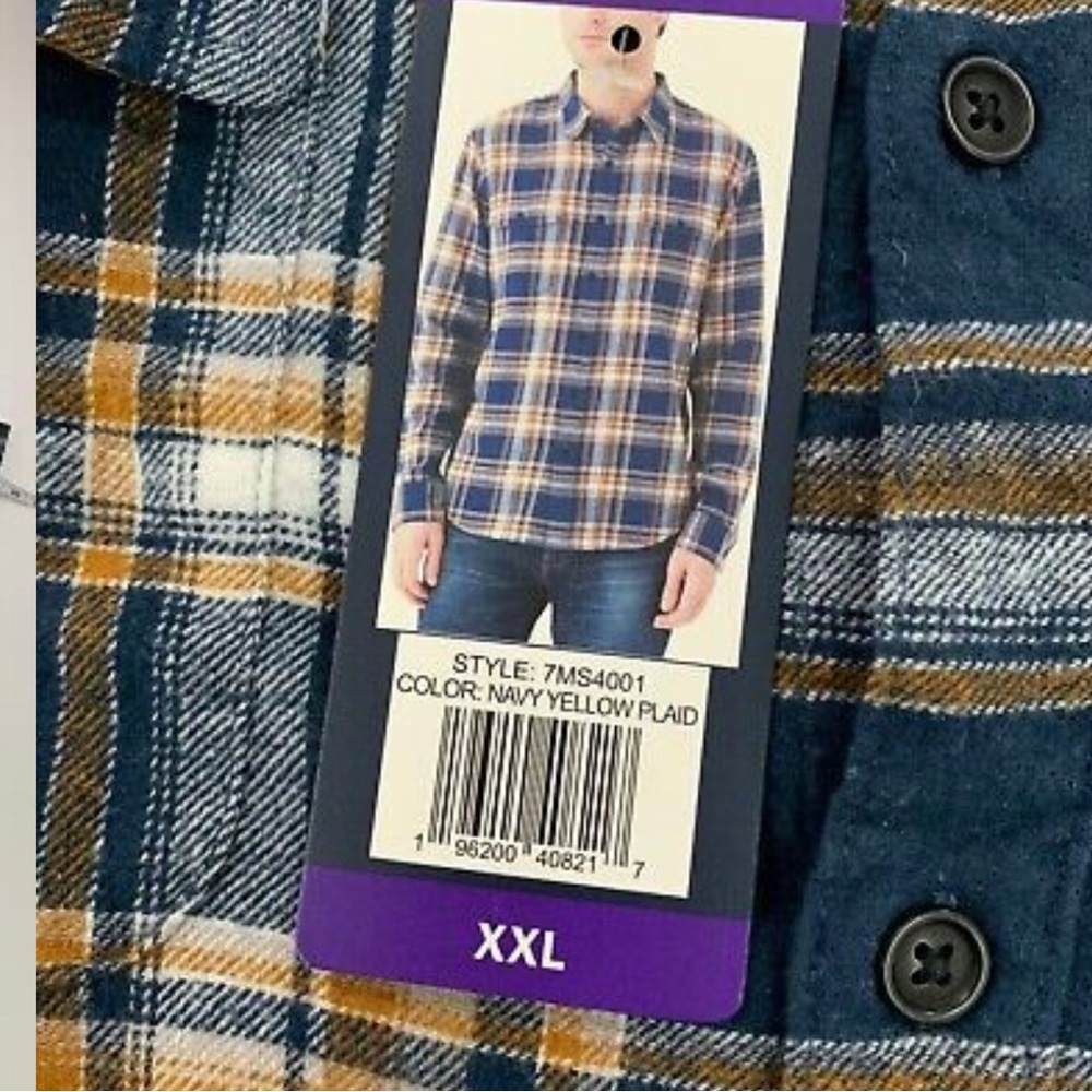 Lucky Brand Men's Shirt XXL Classic Fit Long Sleeve Flannel Shirt Navy Blue - Picture 4 of 5